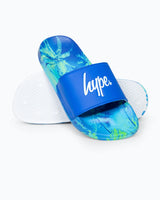 The Hype Girls Girls Ibiza Palm Script Sliders in Blue